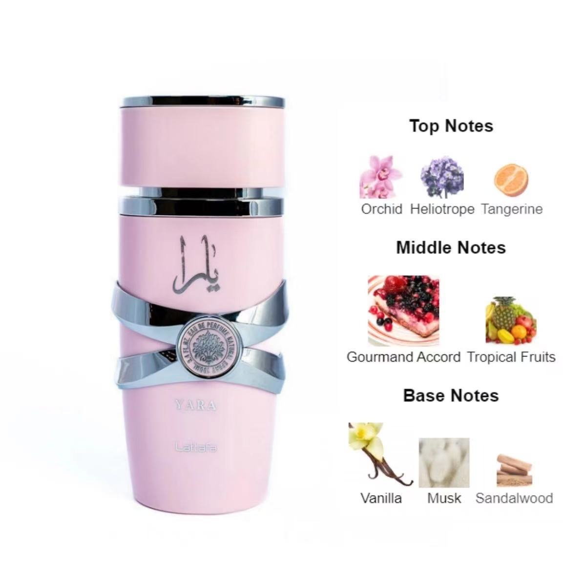 Lattafa Yara 100 ml – Eau de Parfum oriental gourmand femme Rose & Rouge – Meilleure Offre